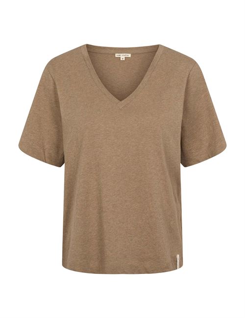 ESMÉ STUDIOS T-SHIRT, ESMELAN V-NECK TEE, TANNIN MELANGE